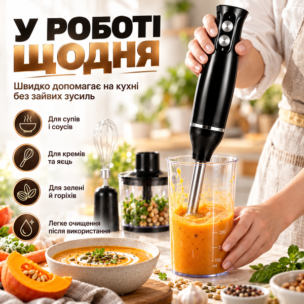 Погружной блендер Sokany SK-1710-4 4 в 1, 500 Вт, 2 скорости SK-1710-4 фото