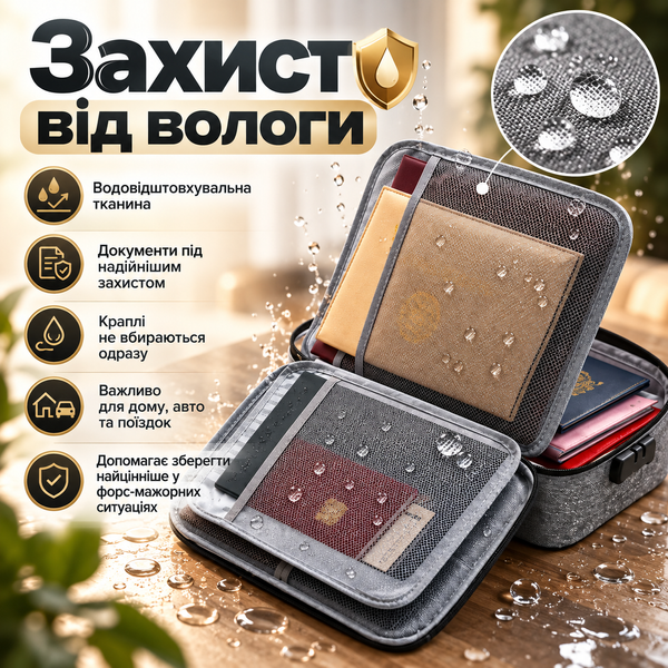 Органайзер для важливих документів та екстреної евакуації, сірий N8547 фото