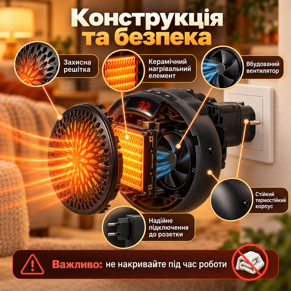 Портативный обогреватель Wonder Heater Pro 900 Вт, термостат 15&ndash;32 &deg;C, таймер 12 ч ws57844 фото