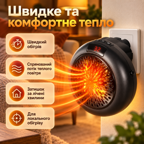 Портативный обогреватель Wonder Heater Pro 900 Вт, термостат 15&ndash;32 &deg;C, таймер 12 ч ws57844 фото