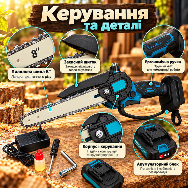 Акумуляторна ланцюгова мініпила Krafftec 20 см, 36 В, 4000 мА&middot;год, у кейсі ws44184-1 фото