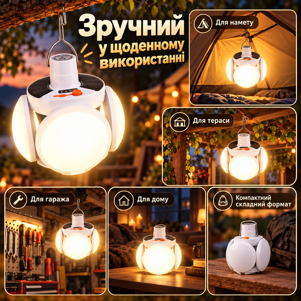 Аккумуляторная кемпинговая лампа BL-2029 с крючком, 4 режима + SOS, USB ws89939 фото