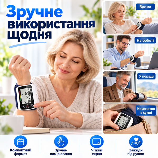 Автоматический тонометр для измерения давления и пульса с памятью на 99 измерений ws28915 фото