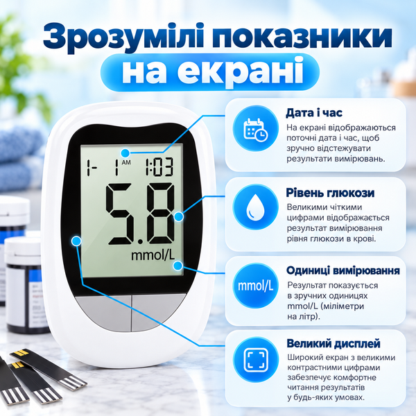 Глюкометр JD-92 для вимірювання глюкози з 50 тест-смужками та 50 ланцетами ws88843 фото