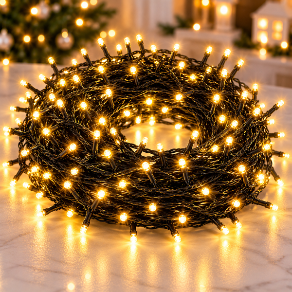 LED-гірлянда-нитка 50 м 500 LED, 220 В, чорний провід, теплий білий / мульти KAR-LU991/2 фото