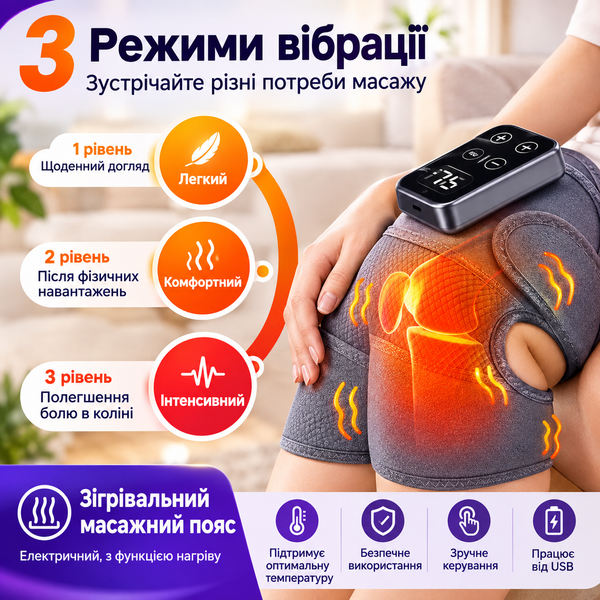 Беспроводной массажёр JDZ для коленей с подогревом, вибрацией и дисплеем 24433870 фото