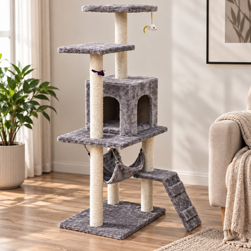 Игровой комплекс для кошек APOLLO-1 50&times;40&times;125 см с домиком, гамаком и когтеточкой M17979 фото