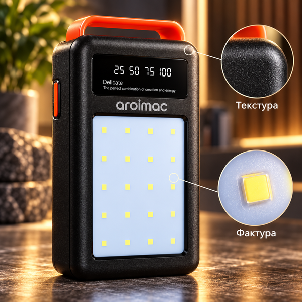 Power Bank Aroimac 80000 mAh з LED-ліхтарем, дисплеєм і ручкою M17934 фото