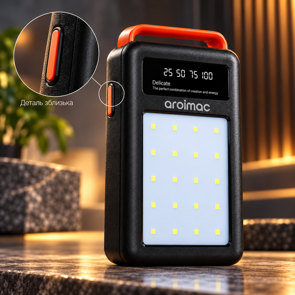 Power Bank Aroimac 80000 mAh з LED-ліхтарем, дисплеєм і ручкою M17934 фото