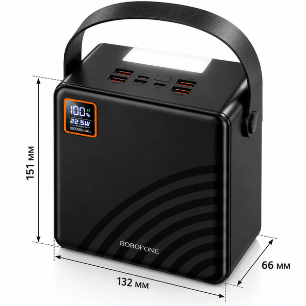 Power Bank BOROFONE BJ85 100000 mAh 22,5 Вт, 5 виходів, дисплей і LED-ліхтар sp10771 фото