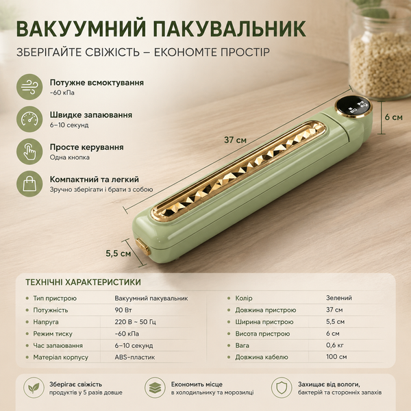 Вакуумный упаковщик Capper 90 Вт, 60 кПа, для пакетов до 30 см 2053181 фото