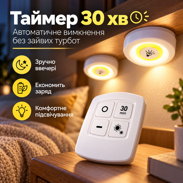 Набір LED-світильників 3 шт. з пультом, регулюванням яскравості та таймером 205-047 фото