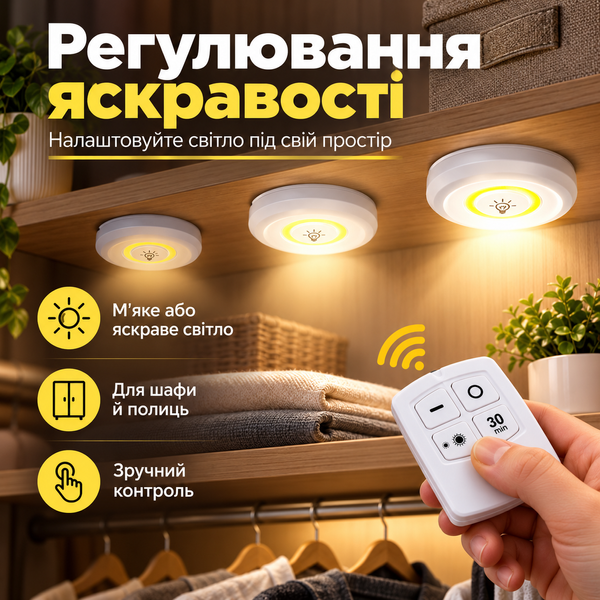 Набір LED-світильників 3 шт. з пультом, регулюванням яскравості та таймером 205-047 фото